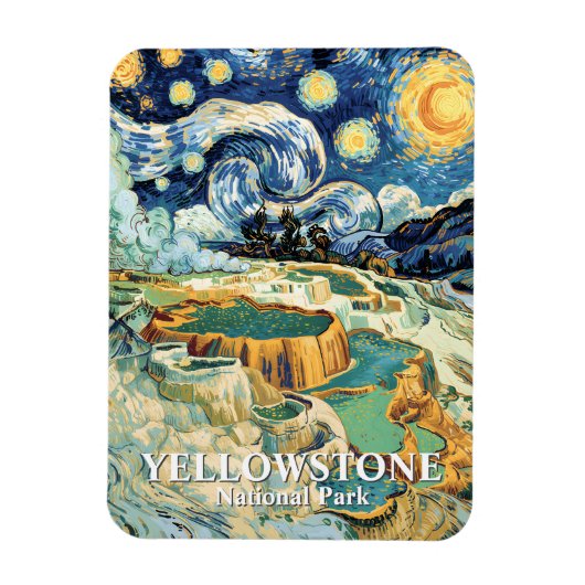 Yellowstone Winter Mammoth Hot Springs Van Gogh Magneet (Verticaal)