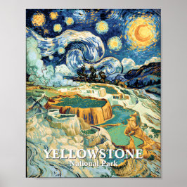 Yellowstone Winter Mammoth Hot Springs Van Gogh Poster