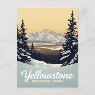 Yellowstone Winter Sneeuw Bergen Briefkaart