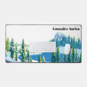 Yellowstone Winter Sneeuw Landschap Gaming Bureaumat (Keyboard & Muis)