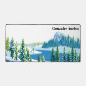 Yellowstone Winter Sneeuw Landschap Gaming Bureaumat (Voorkant)