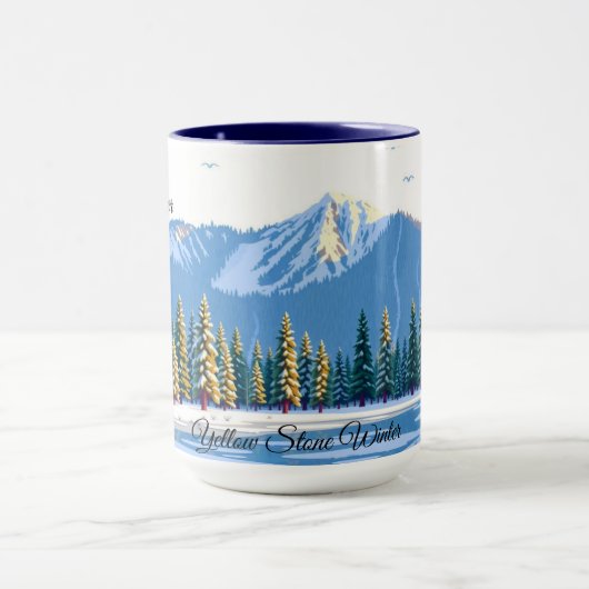 Yellowstone Winter Snow Covered Pines Custom Mok (Midden)