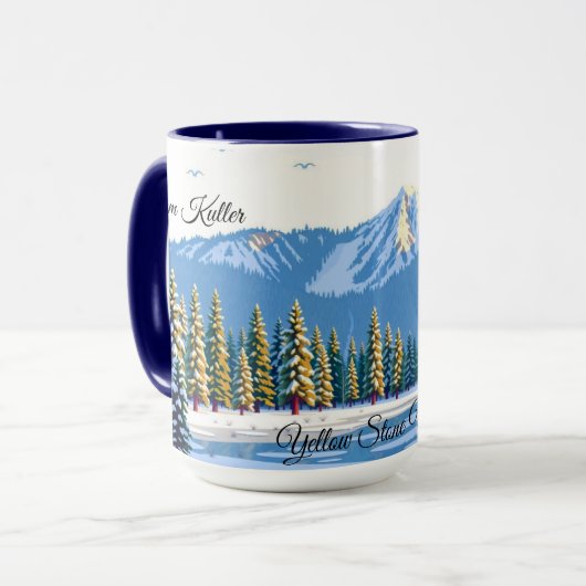 Yellowstone Winter Snow Covered Pines Custom Mok (Voorkant links)