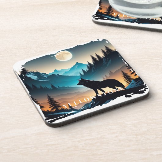 Yellowstone Wolf Beverage Coaster Bier Onderzetter (Linkerzijde)