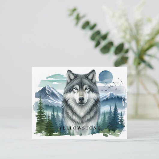 Yellowstone Wolf Briefkaart (Staand voorkant)