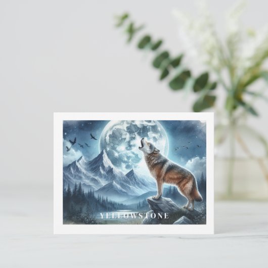 Yellowstone Wolf Briefkaart (Staand voorkant)