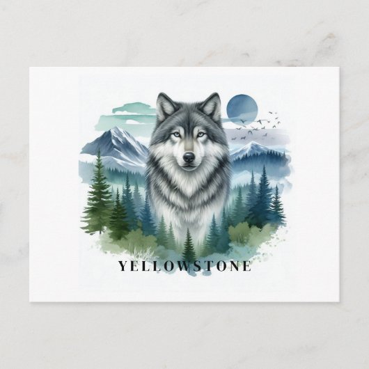 Yellowstone Wolf Briefkaart (Voorkant)