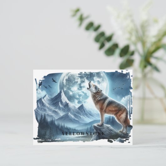 Yellowstone Wolf Briefkaart (Staand voorkant)