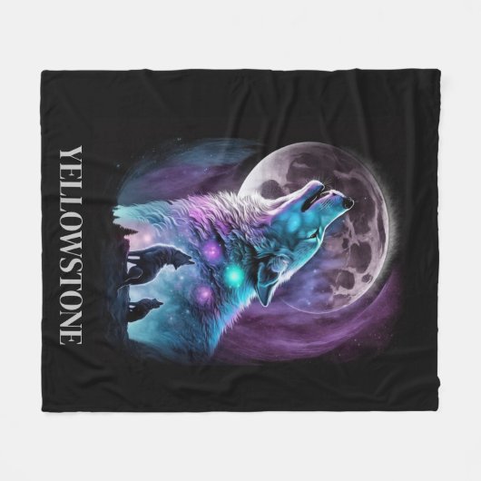 Yellowstone Wolf Fleece Deken (Voorkant (Horizontaal))