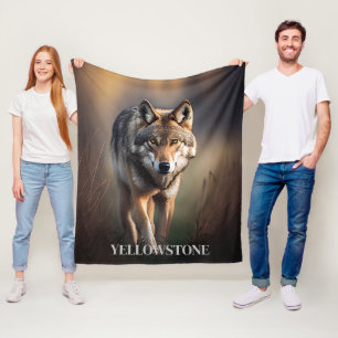 Yellowstone Wolf Fleece Deken