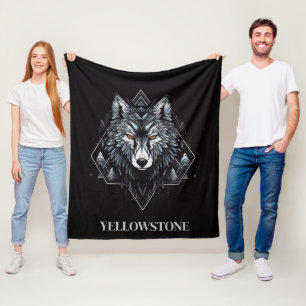 Yellowstone Wolf Fleece Deken