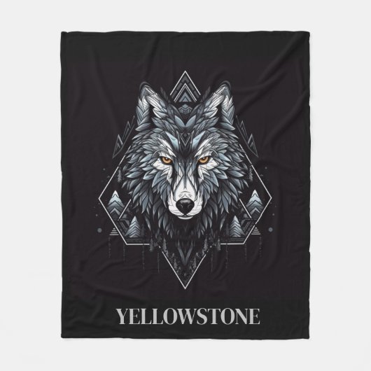 Yellowstone Wolf Fleece Deken (Voorkant)