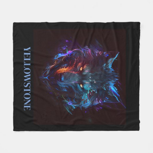 Yellowstone Wolf Fleece Deken (Voorkant (Horizontaal))