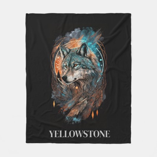 Yellowstone Wolf Fleece Deken (Voorkant)