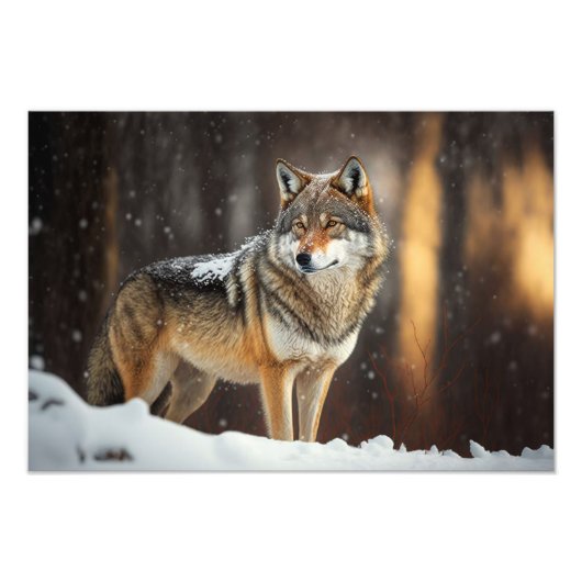 Yellowstone Wolf fotoprint Foto Afdruk (Voorkant)