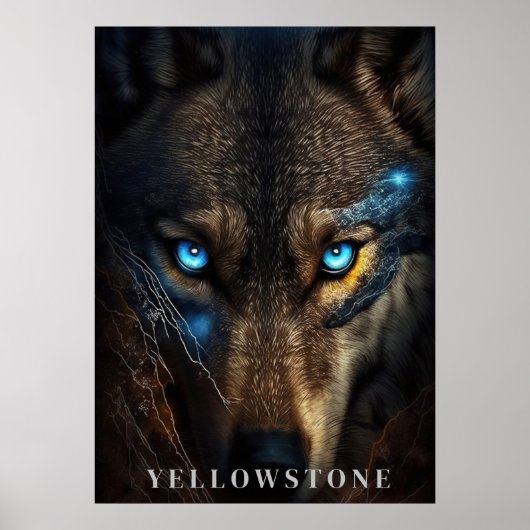 Yellowstone Wolf Poster Kunst (Voorkant)