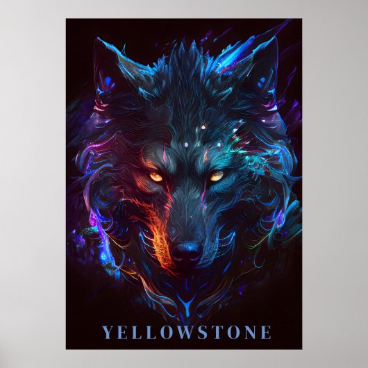 Yellowstone Wolf Poster Kunst (Voorkant)