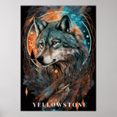 Yellowstone Wolf Poster Kunst (Voorkant)