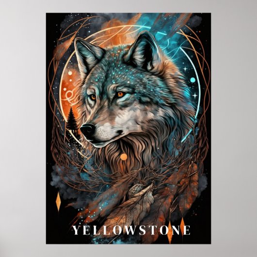 Yellowstone Wolf Poster Kunst (Voorkant)