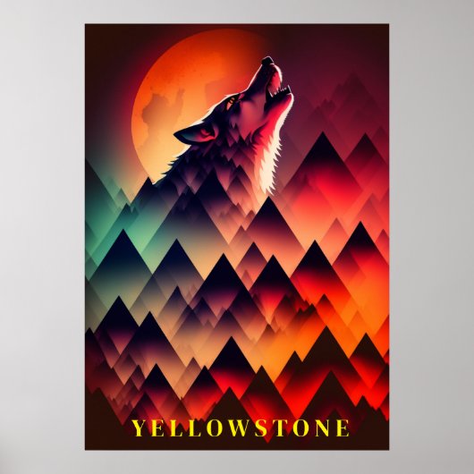 Yellowstone Wolf Poster Kunst (Voorkant)