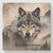 Yellowstone Wolf Sandstone Onderzetter (Voorkant)
