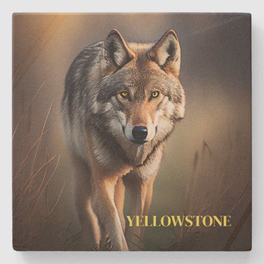 Yellowstone Wolf Sandstone Onderzetter (Voorkant)