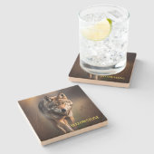 Yellowstone Wolf Sandstone Onderzetter (Zijkant)