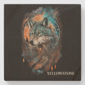Yellowstone Wolf Sandstone Onderzetter (Voorkant)