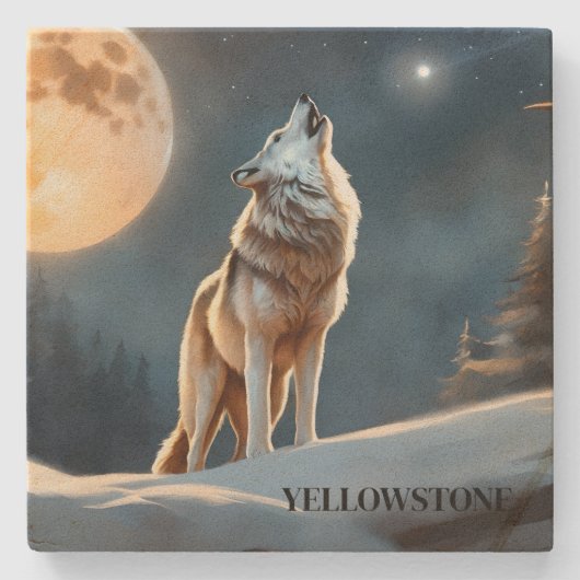Yellowstone Wolf Sandstone Onderzetter (Voorkant)