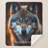 Yellowstone Wolf Sherpa Blanket Throw (Voorkant)