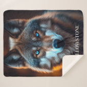 Yellowstone Wolf Sherpa Blanket Throw (Voorkant (horizontaal))