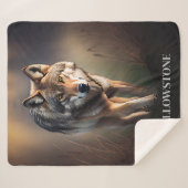 Yellowstone Wolf Sherpa Blanket Throw (Voorkant (horizontaal))