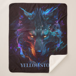 Yellowstone Wolf Sherpa Blanket Throw