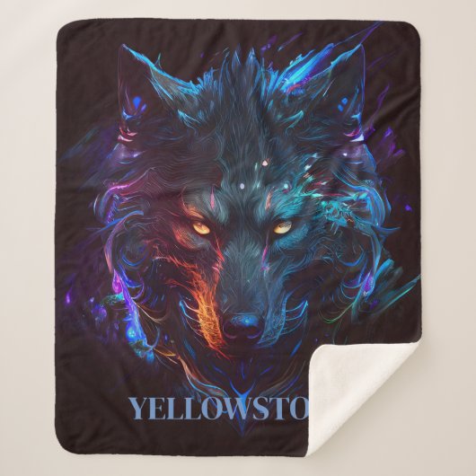 Yellowstone Wolf Sherpa Blanket Throw (Voorkant)