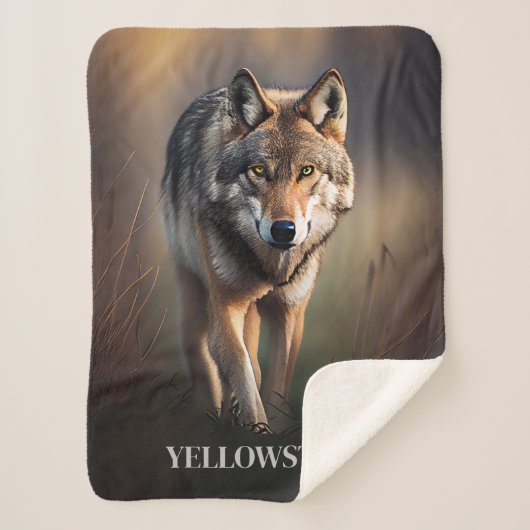 Yellowstone Wolf Sherpa Blanket Throw (Voorkant)