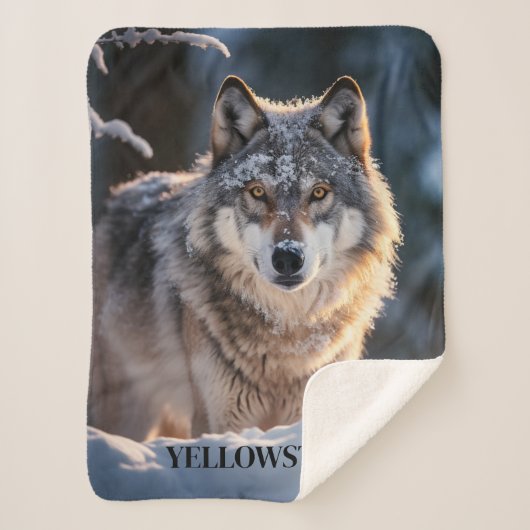 Yellowstone Wolf Sherpa Blanket Throw (Voorkant)