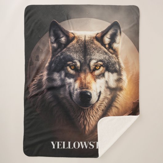 Yellowstone Wolf Sherpa Blanket Throw (Voorkant)