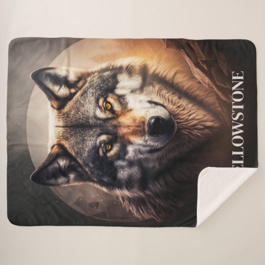 Yellowstone Wolf Sherpa Blanket Throw (Voorkant (horizontaal))
