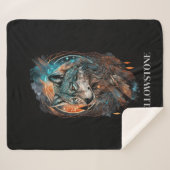 Yellowstone Wolf Sherpa Blanket Throw (Voorkant (horizontaal))