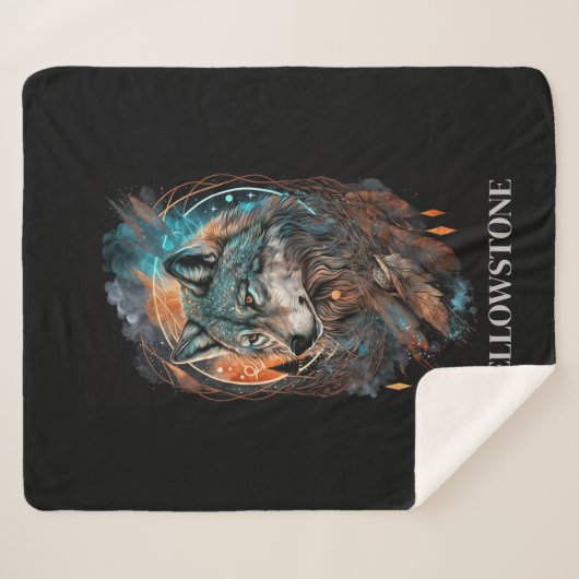 Yellowstone Wolf Sherpa Blanket Throw (Voorkant (horizontaal))