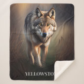 Yellowstone Wolf Sherpa Blanket Throw (Voorkant)