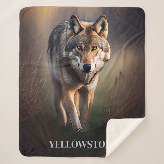 Yellowstone Wolf Sherpa Blanket Throw (Voorkant)