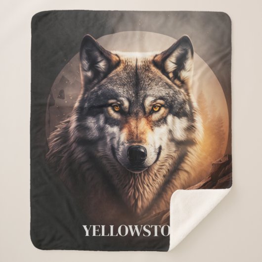 Yellowstone Wolf Sherpa Blanket Throw (Voorkant)
