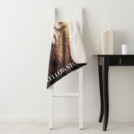 Yellowstone Wolf Sherpa Blanket Throw (In situ)