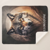 Yellowstone Wolf Sherpa Blanket Throw (Voorkant (horizontaal))