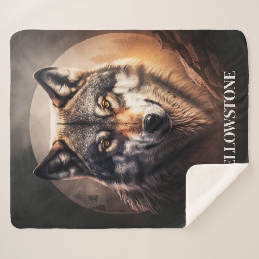 Yellowstone Wolf Sherpa Blanket Throw (Voorkant (horizontaal))