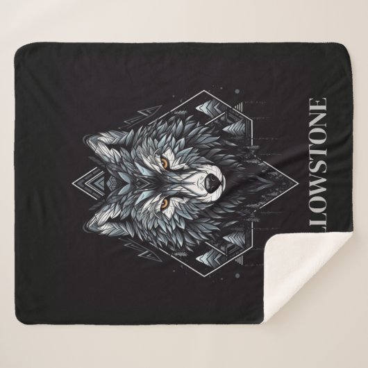 Yellowstone Wolf Sherpa Blanket Throw (Voorkant (horizontaal))