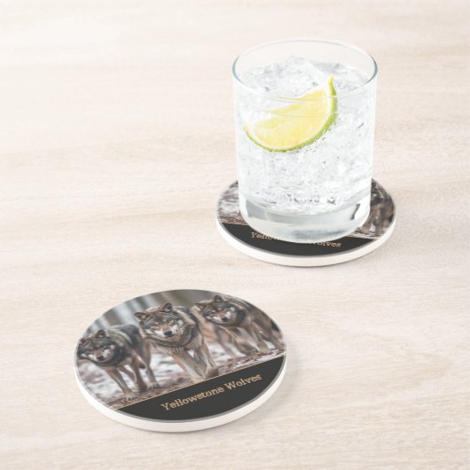 Yellowstone Wolven Sandstone Onderzetter (Zijkant)