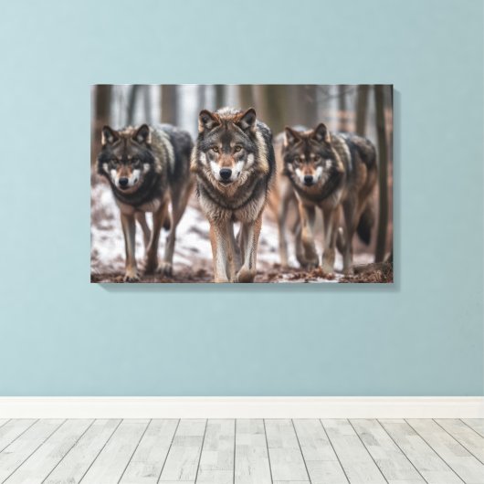 Yellowstone Wolves Canvas Kunst (Insitu (Houten vloer))