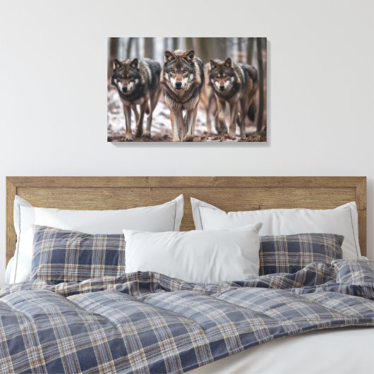Yellowstone Wolves Canvas Kunst (Insitu (Slaapkamer))